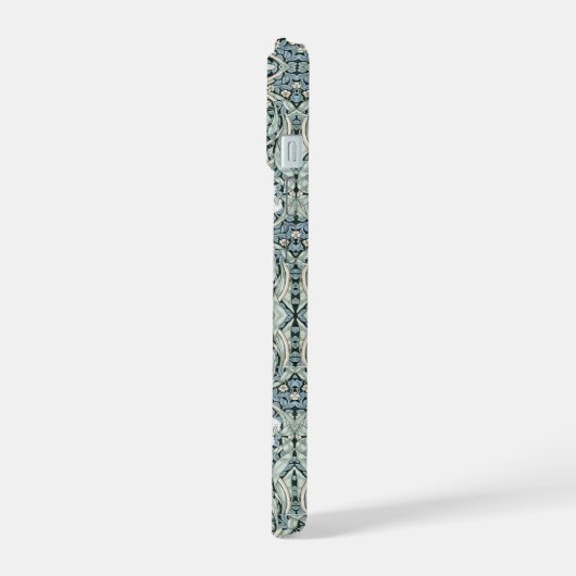 William Morris Pimpernel Blue Intricate Pattern  iPhone 15ケース (左側面)