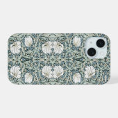 William Morris Pimpernel Blue Intricate Pattern  iPhone 15ケース (裏面横)