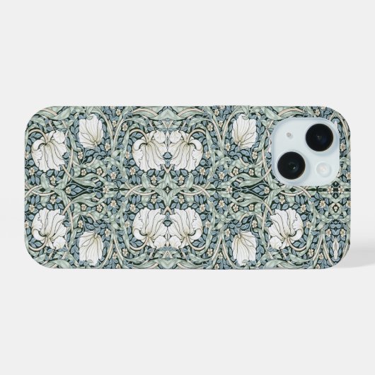 William Morris Pimpernel Blue Intricate Pattern  iPhone 15ケース (裏面横)