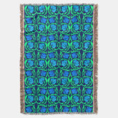 William Morris Pimpernel、Cobalt Blue、Green スローブランケット (正面縦)