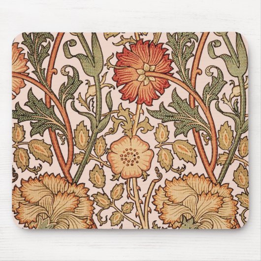 William Morris Pink Rose Flower Wallpaper Pattern マウスパッド (正面)