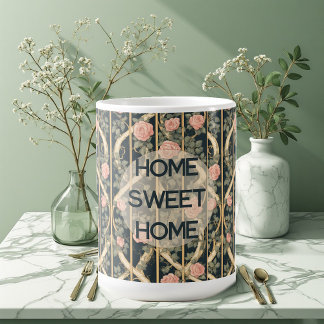 William Morris Pink Roses Trellis Home Sweet Home コーヒーマグカップ