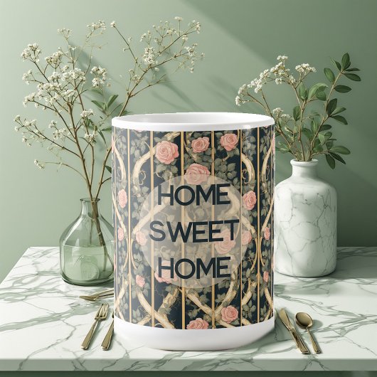 William Morris Pink Roses Trellis Home Sweet Home コーヒーマグカップ