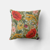 William Morris Poppies Floral Art Nouveau Pattern クッション (裏面)