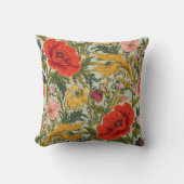 William Morris Poppies Floral Art Nouveau Pattern クッション (正面)