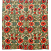 William Morris Poppies Floral Art Nouveau Pattern シャワーカーテン (正面)