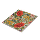 William Morris Poppies Floral Art Nouveau Pattern  タイル (側面)