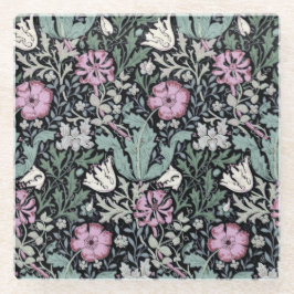 William Morris Poppy Botanical Victorian Wallpaper ガラスコースター