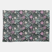 William Morris Poppy Botanical Victorian Wallpaper キッチンタオル (横)