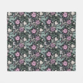 William Morris Poppy Botanical Victorian Wallpaper フリースブランケット (正面(横))