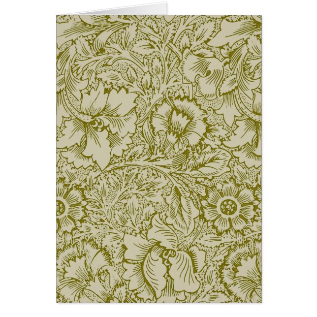 William Morris Poppy Classic Floral Green (正面)