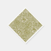 William Morris Poppy Classic Floral Green スタンダードカクテルナプキン (角)