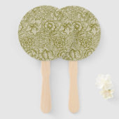William Morris Poppy Classic Floral Green ハンドファン (正面&裏面)