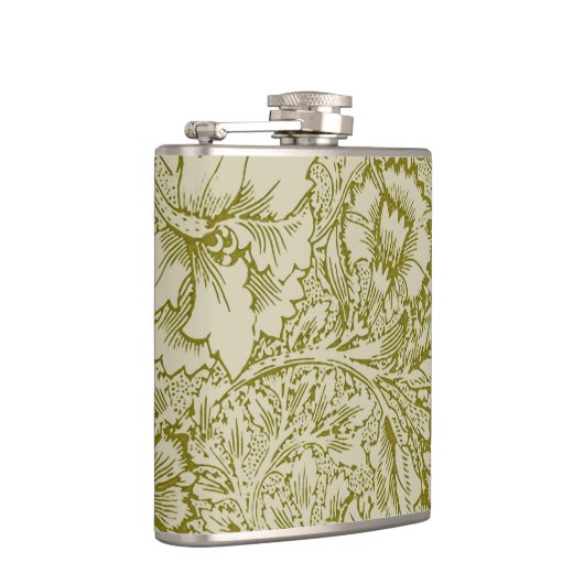 William Morris Poppy Classic Floral Green フラスク (右)