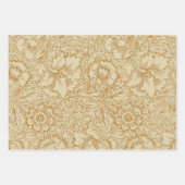 William Morris Poppy Classic Floral Green ラッピングペーパーシート (正面2)
