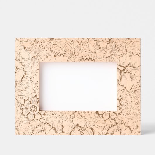 William Morris Poppy Classic Floral Green レーザー彫刻フレーム (正面)