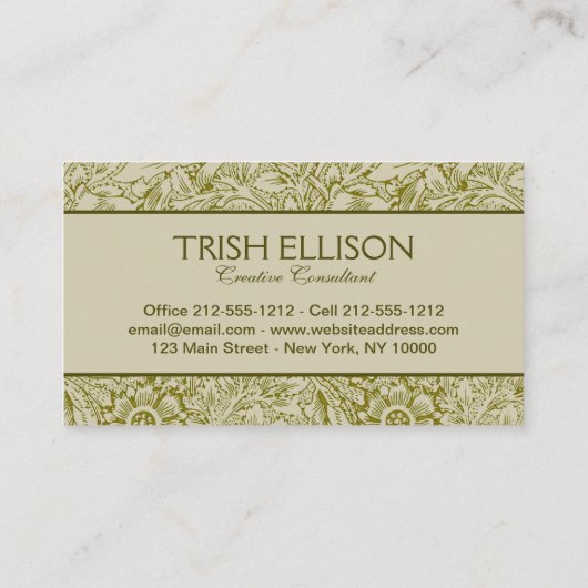 William Morris Poppy Classic Floral Green 名刺 (裏面)