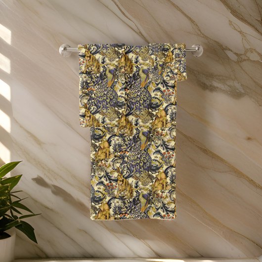 William * Morris Rabbit Wolf Peacock Toolo バスタオルセット