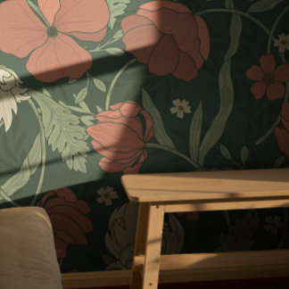 William Morris Red Floral Pattern  壁紙