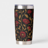 William Morris Red Gold Poppy Monogram 保温保冷タンブラー (背面)