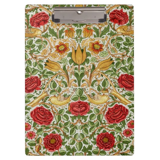 William Morris Rose & Birds Chintz Red クリップボード (正面)