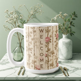William Morris Rose Climbing Trellis Flora Welcome コーヒーマグカップ