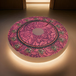 William * Morris Round Santa Claus Burgundy ブラッシュドポリエステルツリースカート