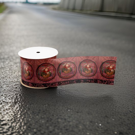 William * Morris Santa Claus Burgundy サテンリボン