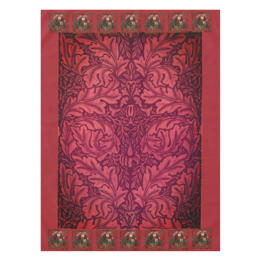 William * Morris Santa Claus Cranberry Red テーブルクロス (正面)