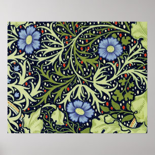 William Morris Seaweed Antique Flower ポスター