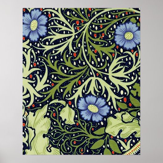 William Morris Seaweed Antique Flower ポスター (正面)