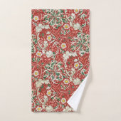 William Morris Seaweed Antique Flower Red Green バスタオルセット (ハンドタオル)