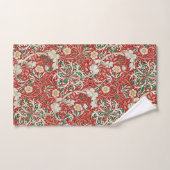 William Morris Seaweed Antique Flower Red Green バスタオルセット (ハンドタオル)