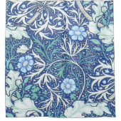 William Morris Seaweed Blue Pattern シャワーカーテン (正面)