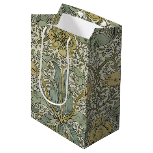 William Morris Spring Thicket Classic Pattern ミディアムペーパーバッグ (正面アングル)