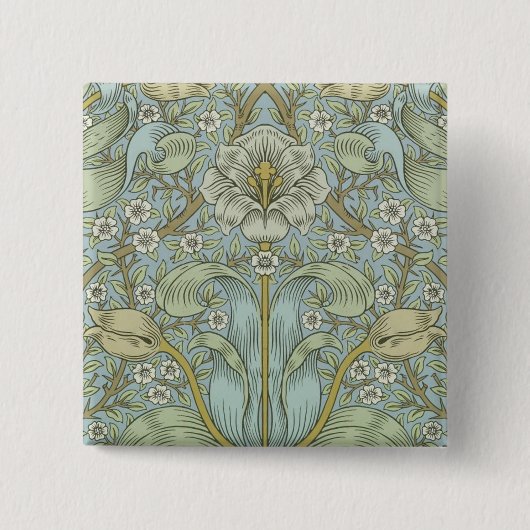 William Morris Spring Thicket Classic Pattern 缶バッジ (正面)