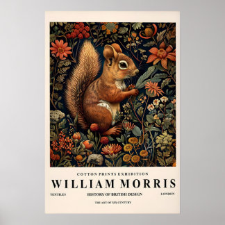 William Morris Squirrel Print Botanical ポスター