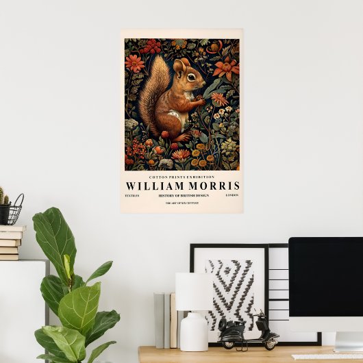 William Morris Squirrel Print Botanical ポスター (ホームオフィス)