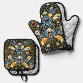 William Morris - Strawberry Thief 鍋つかみ&鍋敷きセット (正面/裏面)