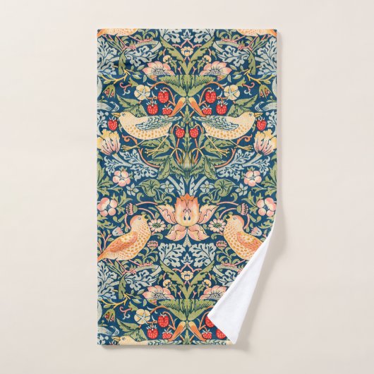 William Morris Strawberry Thief Floral Pattern ハンドタオル (ハンドタオル)