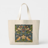 William Morris Strawberry Thief Floral Pattern ラージトートバッグ (裏面)