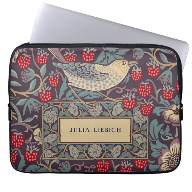 William Morris Strawberry Thief Laptop Sleeve ラップトップスリーブ (正面)