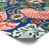 William Morris Strawberry Thief Navy Coral ポスター (角)