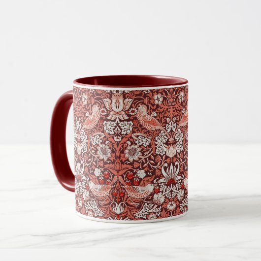 William Morris Strawberry Thief Terracotta Bird マグカップ (正面左)