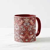 William Morris Strawberry Thief Terracotta Bird マグカップ (正面右)
