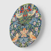 William Morris Strawberry Thief Wall Clock ラージ壁時計 (傾斜)