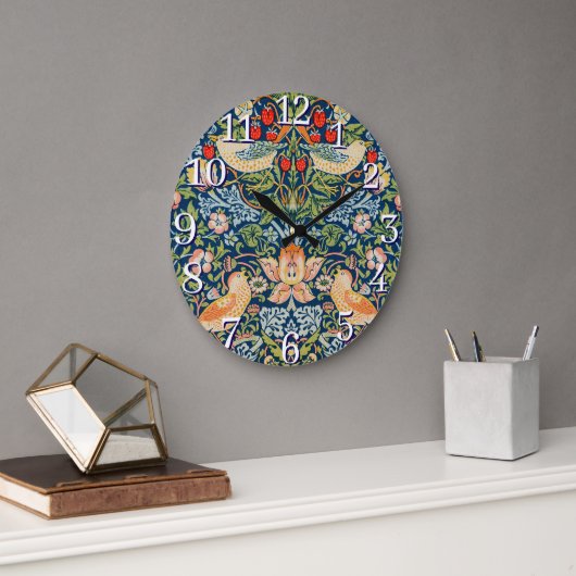 William Morris Strawberry Thief Wall Clock ラージ壁時計 (オフィス)