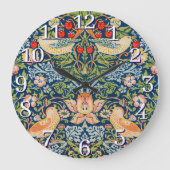 William Morris Strawberry Thief Wall Clock ラージ壁時計 (正面)