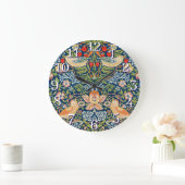 William Morris Strawberry Thief Wall Clock ラージ壁時計 (ホーム)