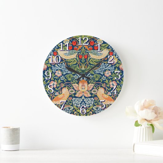 William Morris Strawberry Thief Wall Clock ラージ壁時計 (ホーム)